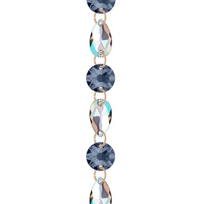 Pulsera de cristal fino - Oro - Azul denim / Aurore Boreale