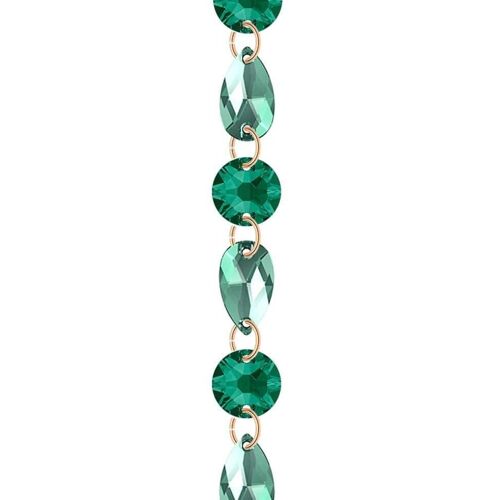 Fine crystal bracelet - gold - emerald / erinite