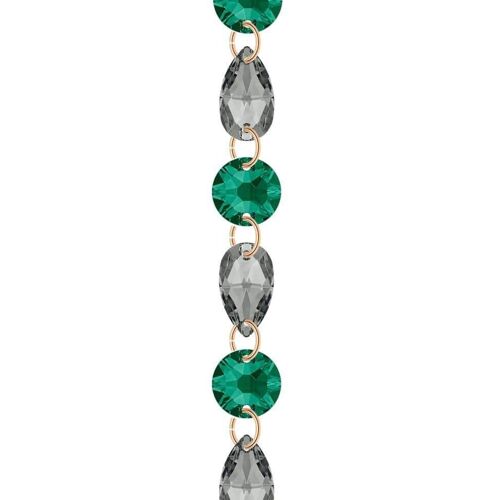 Fine crystal bracelet - gold - emerald / silvernight