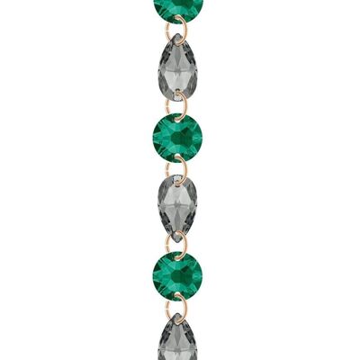 Fine crystal bracelet - silver - emerald / silvernight