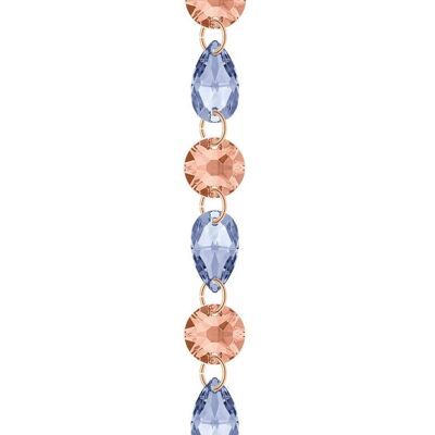 Fine crystal bracelet - gold - Light Peach / Light Sapphire