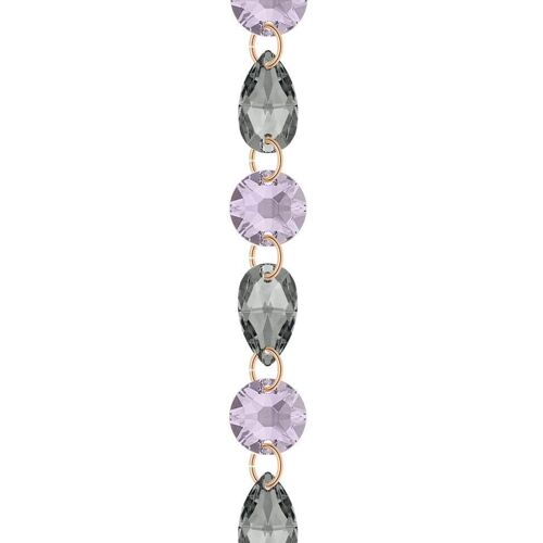 Fine crystal bracelet - gold - mauve / silvernight