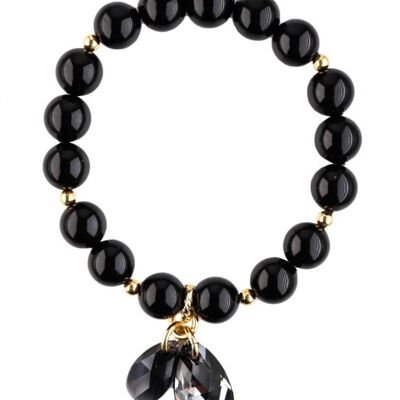 Perlenarmband mit Tropfen - Gold - Mystic Black - L