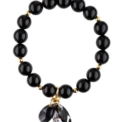 Pearl bracelet with drops - gold - mystic black - l