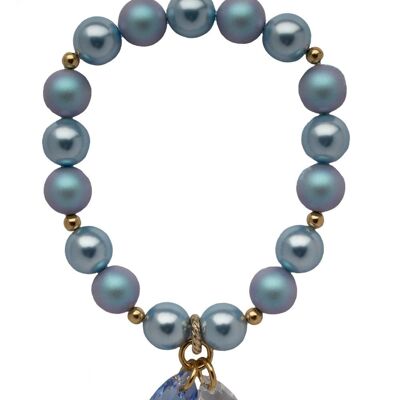 Pearl bracelet with drops - Silver - Light Blue / Irid Light Blue - S