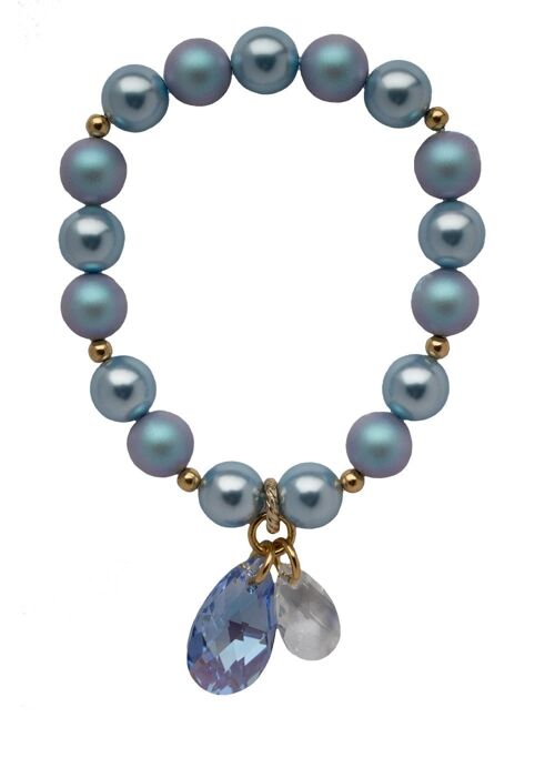 Pearl bracelet with drops - Silver - Light Blue / Irid Light Blue - L