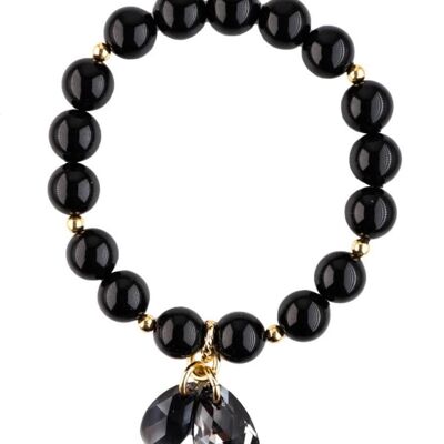 Pearl bracelet with drops - silver - mystic black - m