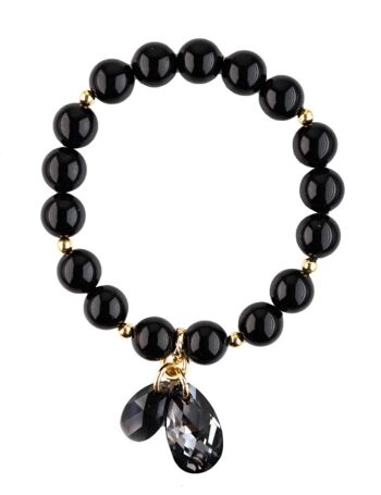 Bracelet perle avec gouttes - argent - noir mystique - l 1
