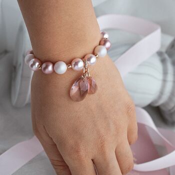 Bracelet perle avec gouttes - Argent - Crème / Rose poudré - S 2