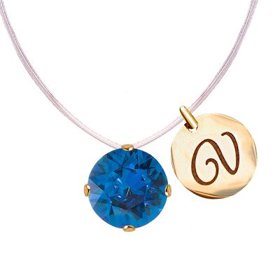 Invisible necklace with personalized letter medallion - gold - Capri