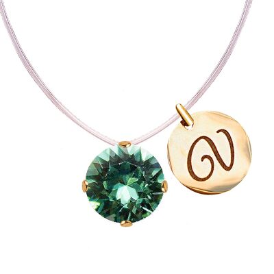 Invisible necklace with personalized letter medallion - gold - Erinite