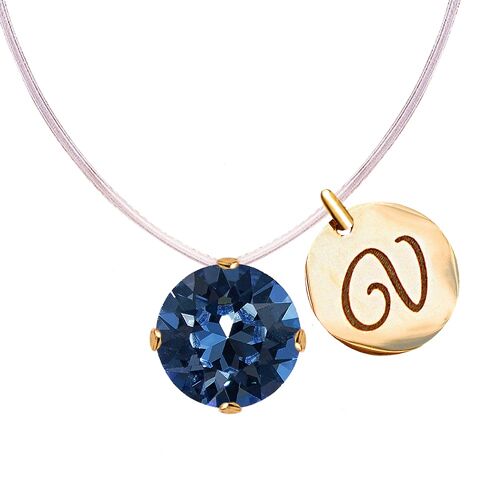 Invisible necklace with personalized letter medallion - gold - Montana