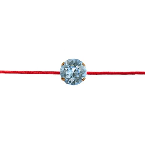 Red thread protection bracelet with crystal - gold - Aquamarine