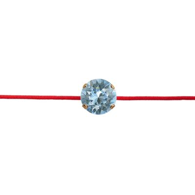 Red thread protection bracelet with crystal - gold - Aquamarine