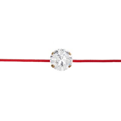 Red thread protection bracelet with crystal - gold - crystal