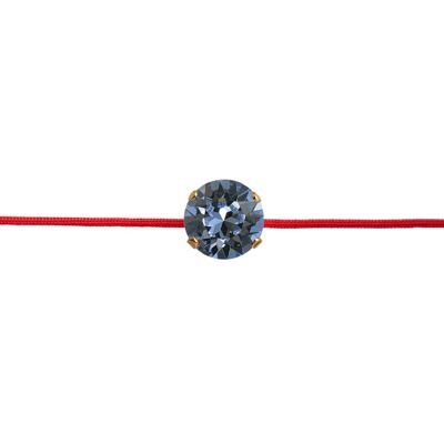 Red thread protection bracelet with crystal - gold - denim