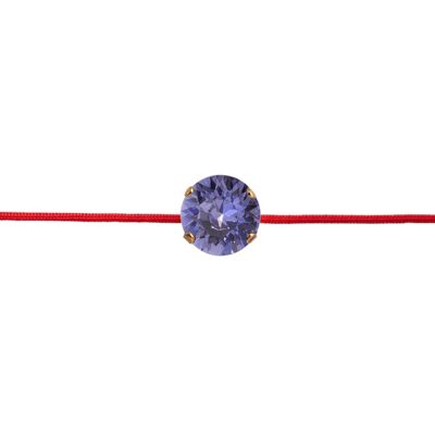 Red thread protection bracelet with crystal - gold - tanzanite