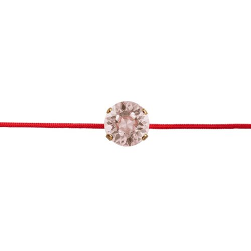 Red thread protection bracelet with crystal - gold - vintage rose