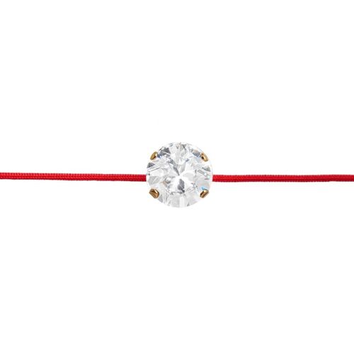 Red thread protection bracelet with crystal - silver - crystal