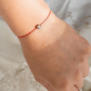 Bracelet protection fil rouge avec cristal - argent - denim 2