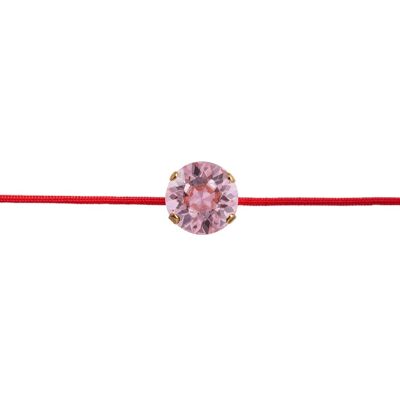 Pulsera de protección de hilo rojo con cristal - plata - rosa claro