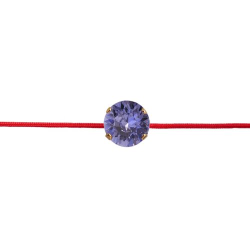 Red thread protection bracelet with crystal - silver - tanzanite