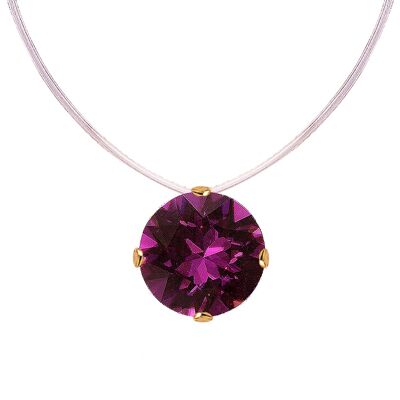 Unsichtbare Halskette, 8 mm runder Kristall - Gold - Amethyst