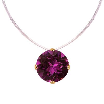 Invisible necklace, 8mm round crystal - gold - amethystyst