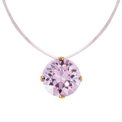 Invisible necklace, 8mm round crystal - gold - Light Amethyst