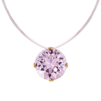 Collier invisible, cristal rond 8mm - or - Light Amethyst 1