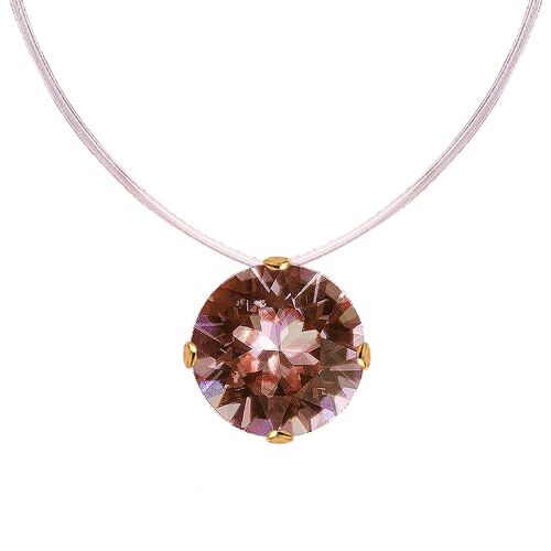 Invisible necklace, 8mm round crystal - gold - blush Rose