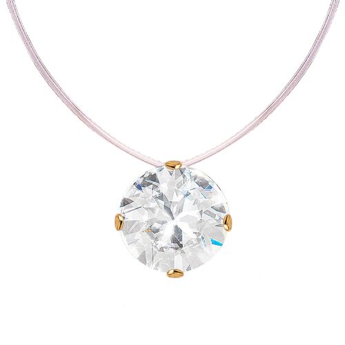 Invisible necklace, 8mm round crystal - gold - crystal
