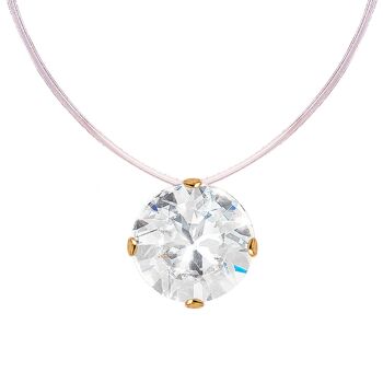 Collier invisible, cristal rond 8mm - or - cristal 1