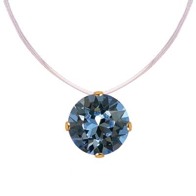 Collana invisibile, cristallo tondo 8mm - oro - Denim Blue