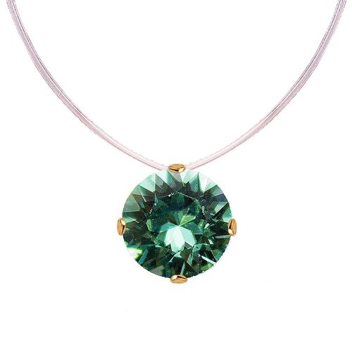Invisible necklace, 8mm round crystal - gold - erinite