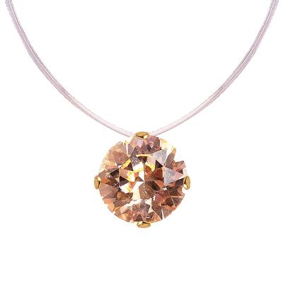 Collier invisible, cristal rond 8mm - doré - Light Peach