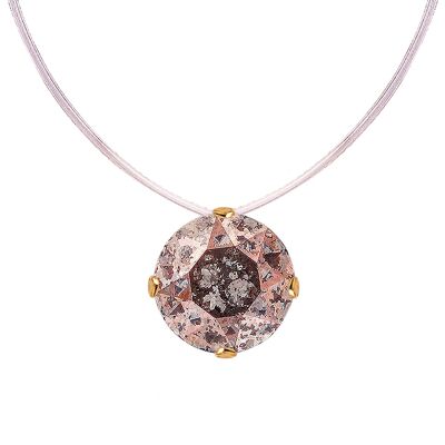 Invisible necklace, 8mm round crystal - gold - Rose patina