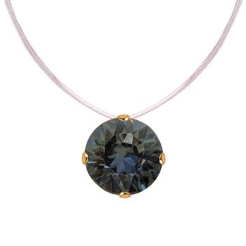 Collier invisible, cristal rond 8mm - or - Black Diamond 1