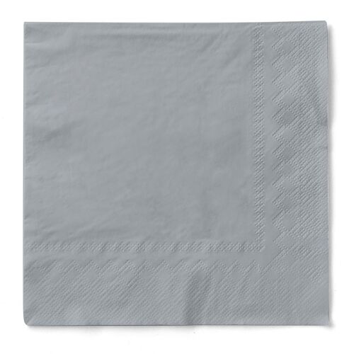 Einweg Serviette Silber aus Tissue 33 x 33 cm, 3-lagig, 20 Stück