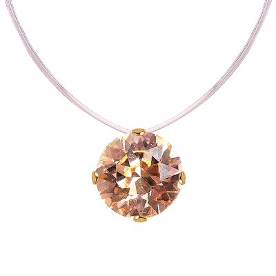Collier invisible, cristal rond 8mm - argent - Light Peach