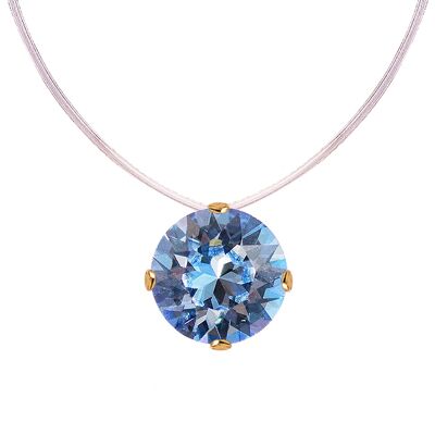 Collana invisibile, cristallo tondo 8mm - argento - zaffiro chiaro