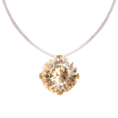 Invisible necklace, 8mm round crystal - silver - Golden Shadow