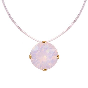 Collier invisible, cristal rond 8mm - argent - Rose Water Opal 1