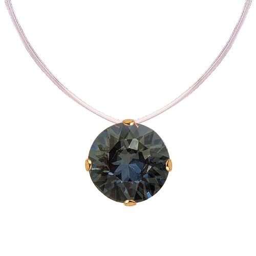 Invisible necklace, 8mm round crystal - silver - Black Diamond