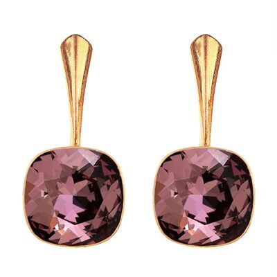 Cantain silver earrings, 10mm crystal - gold - Antique Pink