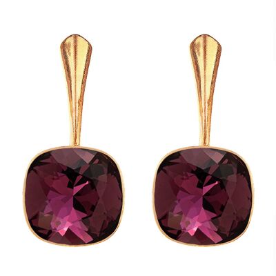 Cantain silver earrings, 10mm crystal - gold - amethystyst