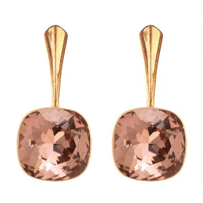 Cantain silver earrings, 10mm crystal - gold - blush Rose