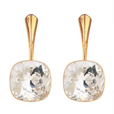 Pendientes Cantain plata, 10mm cristal - oro - cristal