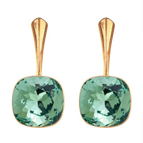 Cantain silver earrings, 10mm crystal - gold - Erinite