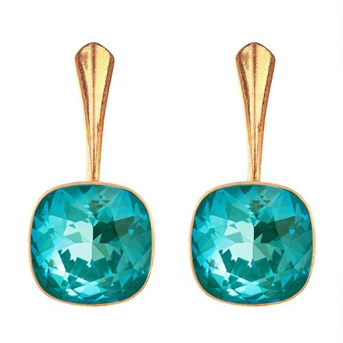 Cantain silver earrings, 10mm crystal - gold - laguna delite